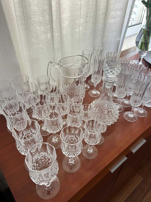 Serviço de Bar Completo em Cristal Trabalhado (38 Peças)