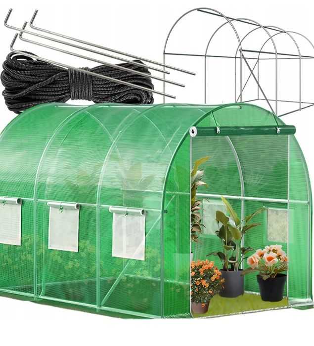 Stelaż+folia Kompletny TUNEL FOLIOWY Ogrodowy Szklarnia Foliowa