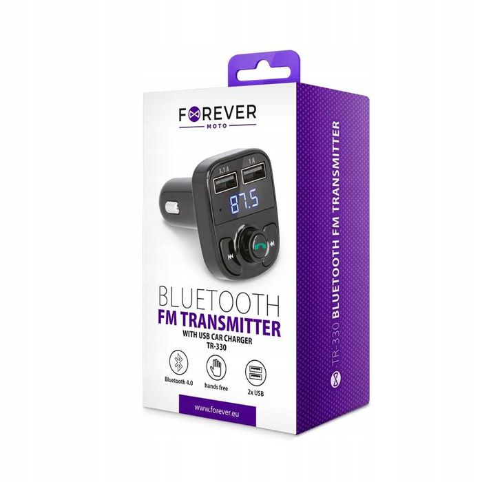 Transmiter FM Bluetooth Forever TR-330 + Ładowarka