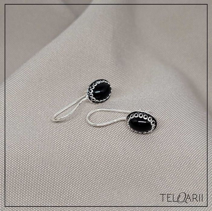 Orientalne kolczyki HASYR z onyksem – Srebro 925
