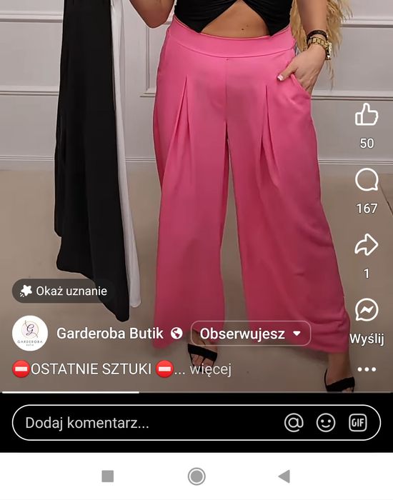 Spodnie różowe z kieszeniami