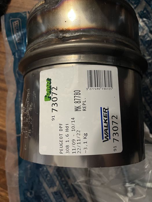 Filtro de Partículas Diesel (DPF) Peugeot 308 1.6 HDi