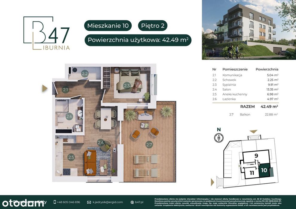 Perełka - mieszkanie z tarasem 22 m2 | Apartamenty B47 | M10