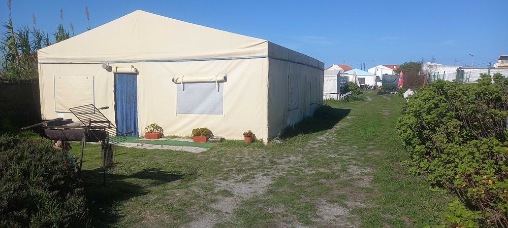 Cobertura exterior para campismo lona m2 e tubo galvanizado 7×9 m