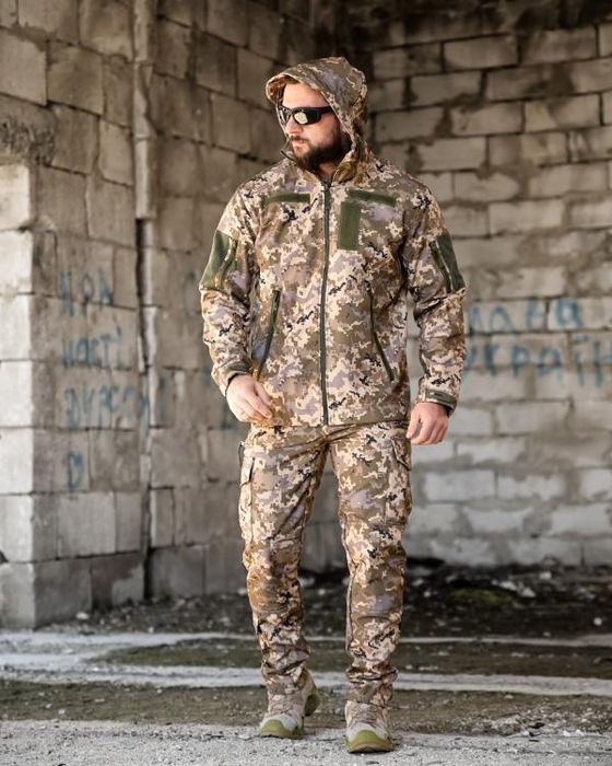 Костюм СОФТШЕЛЛ Тактический ПИКСЕЛЬ DEMENT! Костюм Тактичний Піксель SoftShell на ФЛІСІ! Костюм Вітро та Вологозахисний Куртка + Штани! Розміри S-2XL!