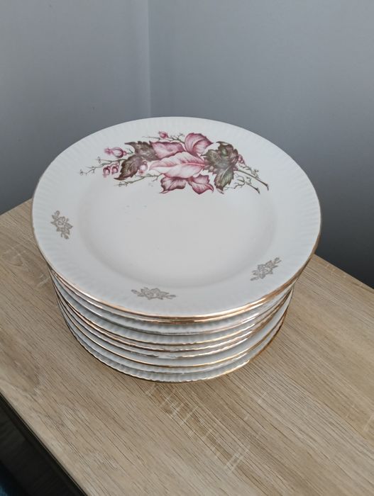 Тарілки фарфор ссср з квітковим принтом з позолотою 10 шт
