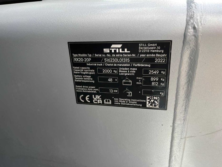Wózek widłowy Still RX20-20P Elektryczny 2022 rok Duplex tylko 519h