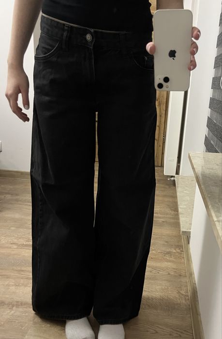 Jeansy wide leg black