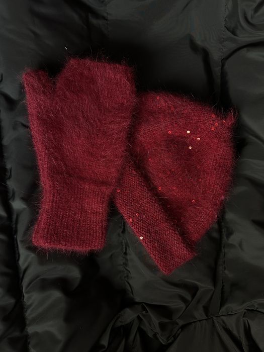 Набір шапка та мітенки з ангори