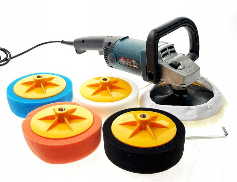 PROFESJONALNA POLERKA Do Samochodu 2950W Gąbka x4 Futerko Zestaw