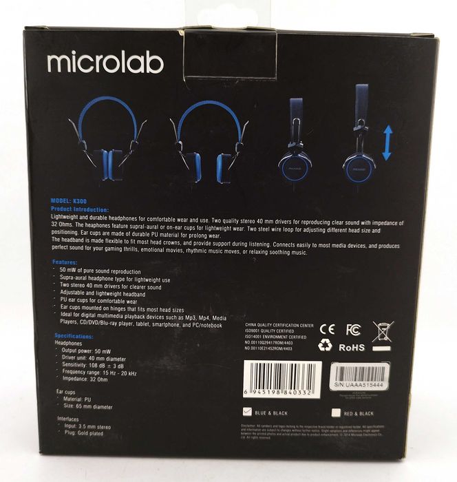 Навушники з мікрофоном наушники Microlab K300