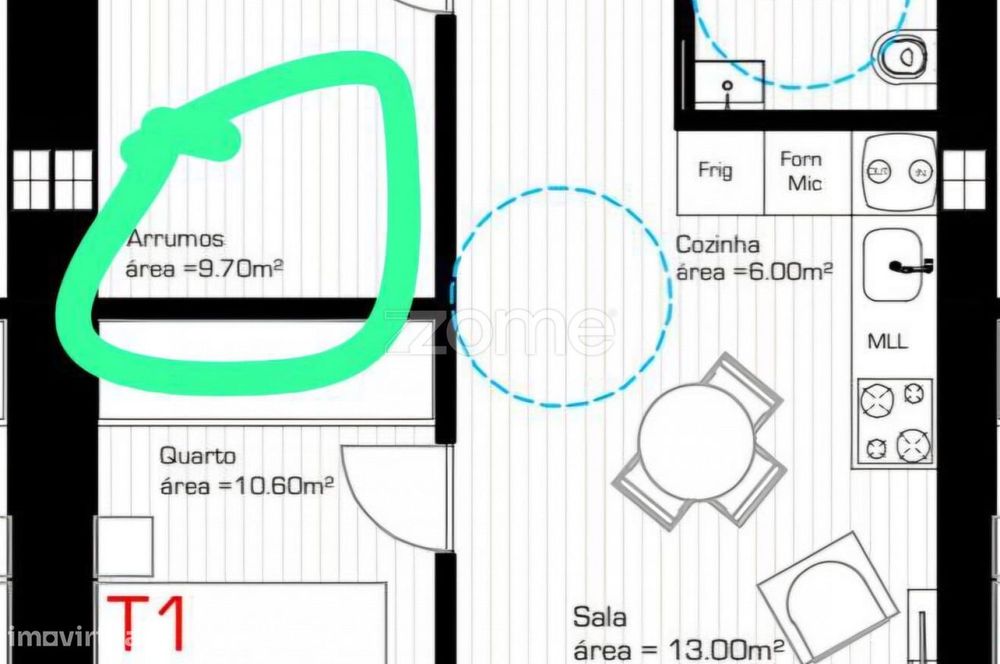 Apartamento T1+1 em construção Lousada