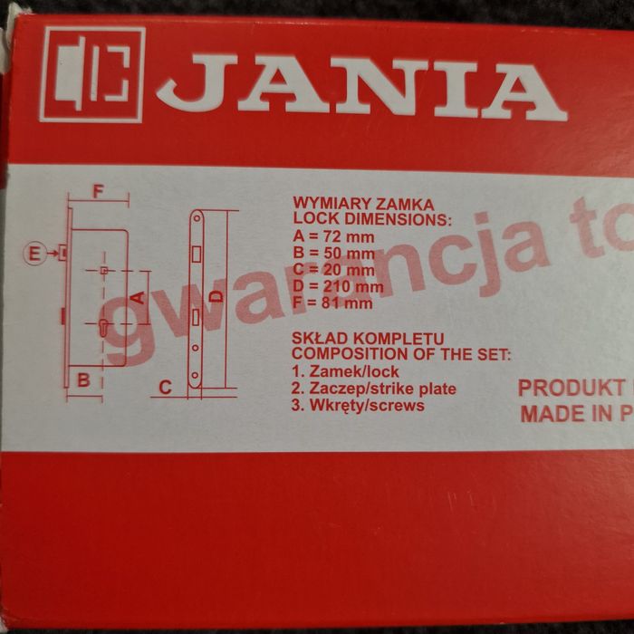 Zamek wpuszczany do WC prawy Jania. Nowy.