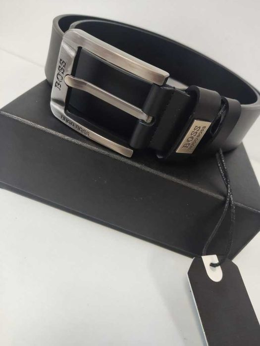 HUGO BOSS Męski pasek firmowy, skóra naturalna, Włochy 503-45