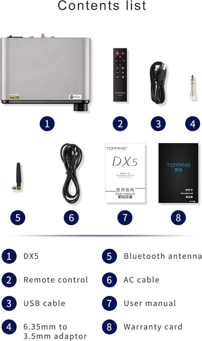 TOPPING DX5 LITE DAC/AMP + Adapter XLR- BAL 4,4 mm USB Bluetooth ESS