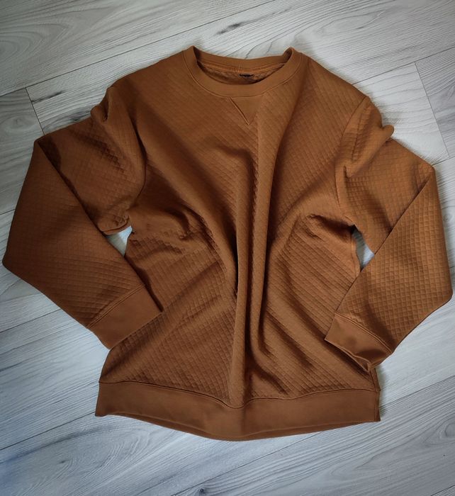 Sweter męski H&M, brązowy, fakturowany splot, rozm. M/L