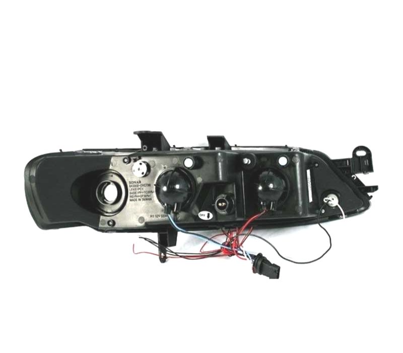 FARÓIS FRONTAIS ANGEL EYES OPEL VECTRA B 95-98 FUNDO CROMADO