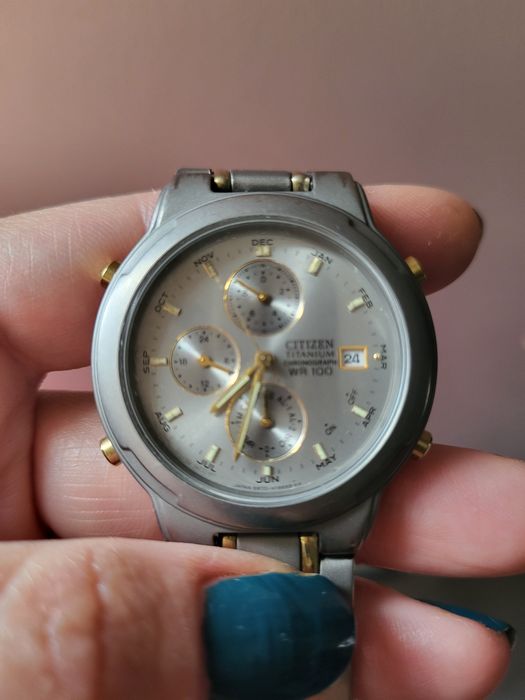 Титановий годинник-хронограф citizen titanium chronograph wr 100