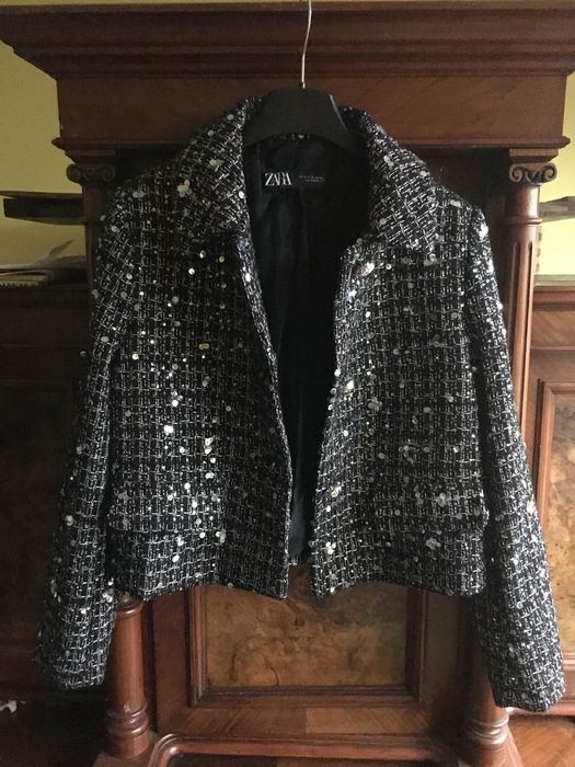 ZARA  Elegancka marynarka tweedowa z cekinami