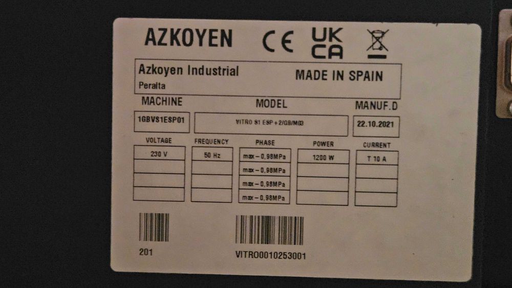Azkoyen Vitro S1 Bean to Cup, Maquina automatica de Cafe