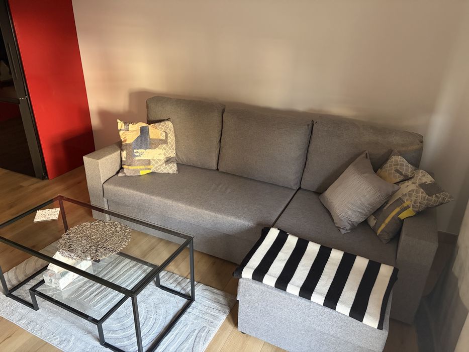 Narożnik kanapa, Flat funkcja spania , NOWA szara