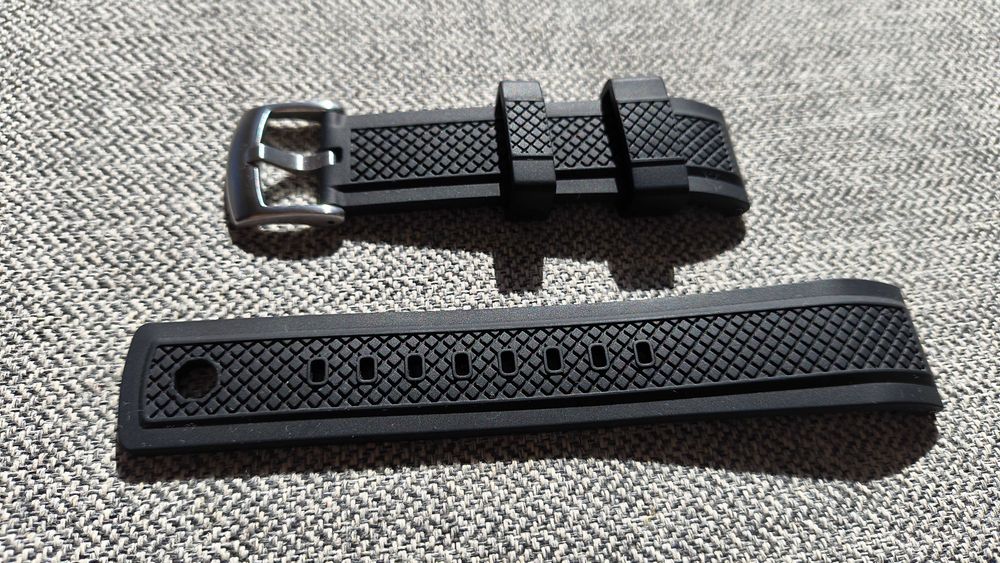 Pasek gumowy fkm, 22 mm. Czarny.