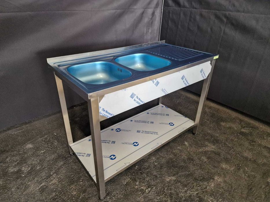 Bancada Aço Inox Nova com Lava Loiça Duplo 120x60