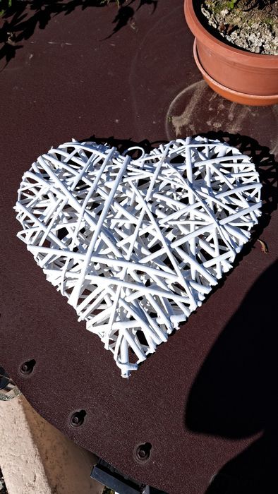 Wiklinowe serce białe 35cm