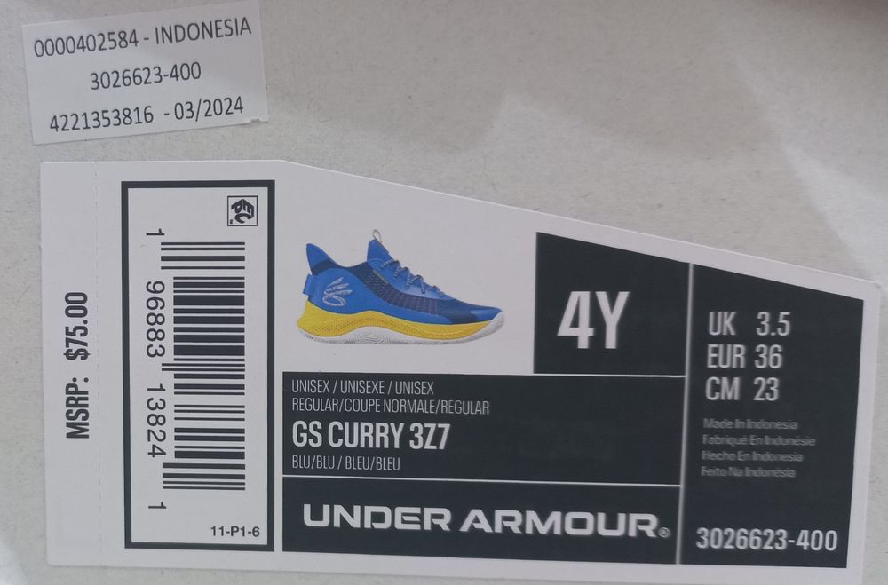 Buty żółto-niebieskie Under Armour GS Curry 3Z7 rozmiar 36 władka 23