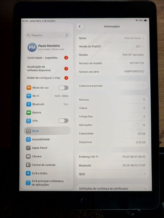Vendo ipad 8th 32gb