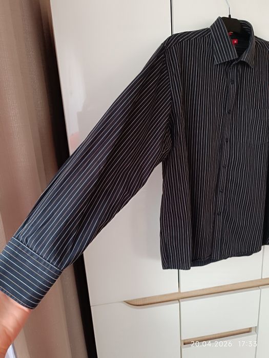 Czarna koszula męska w paski Eden r XL