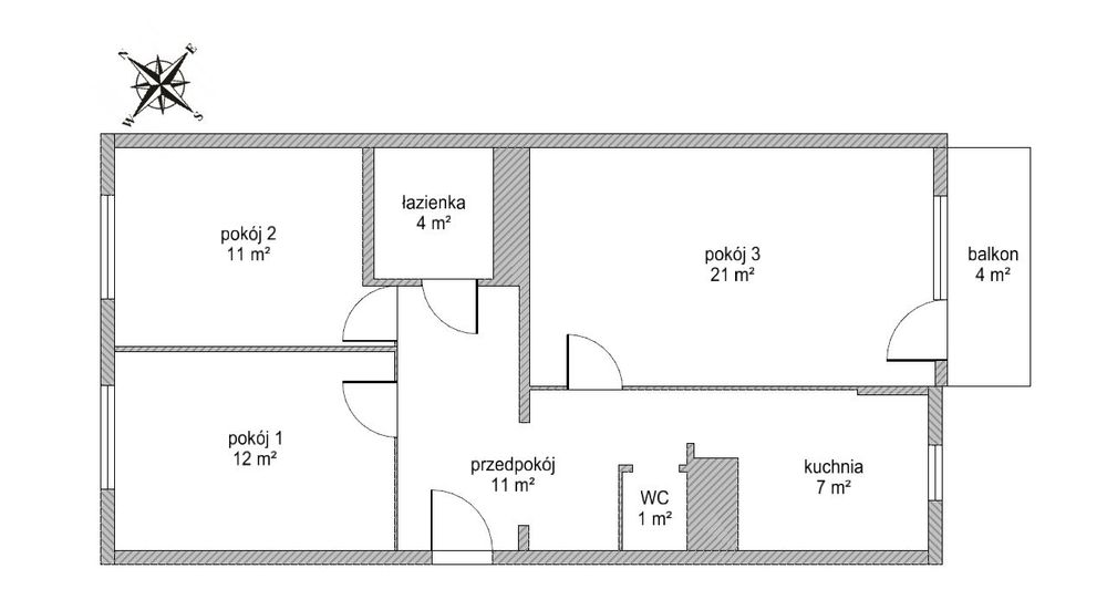 Słoneczne 3 pokoje + balkon, 67m², 2 piętro, Zagórze, bezpośrednio - Widok 3