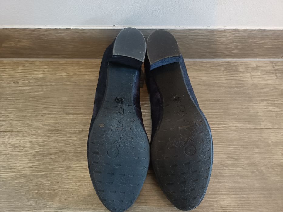 Buty czółenka na słupku Ryłko 38 granatowe welur naturalny