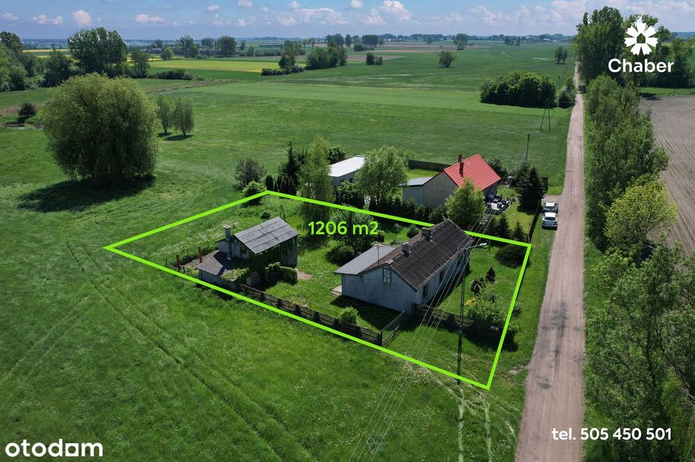 Siedlisko w Wielkopolsce, dom 60 m2, działka 1206 m2 blisko Kłodawy