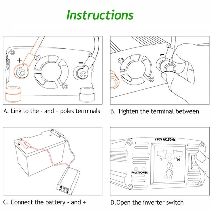 Інвертор 2000Вт 2кВт 12-220