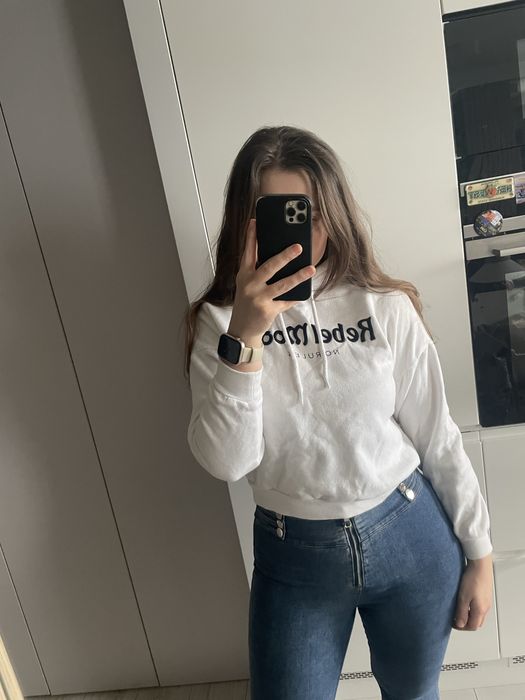 Biała wiosenna bluza z kapturem rebel mood