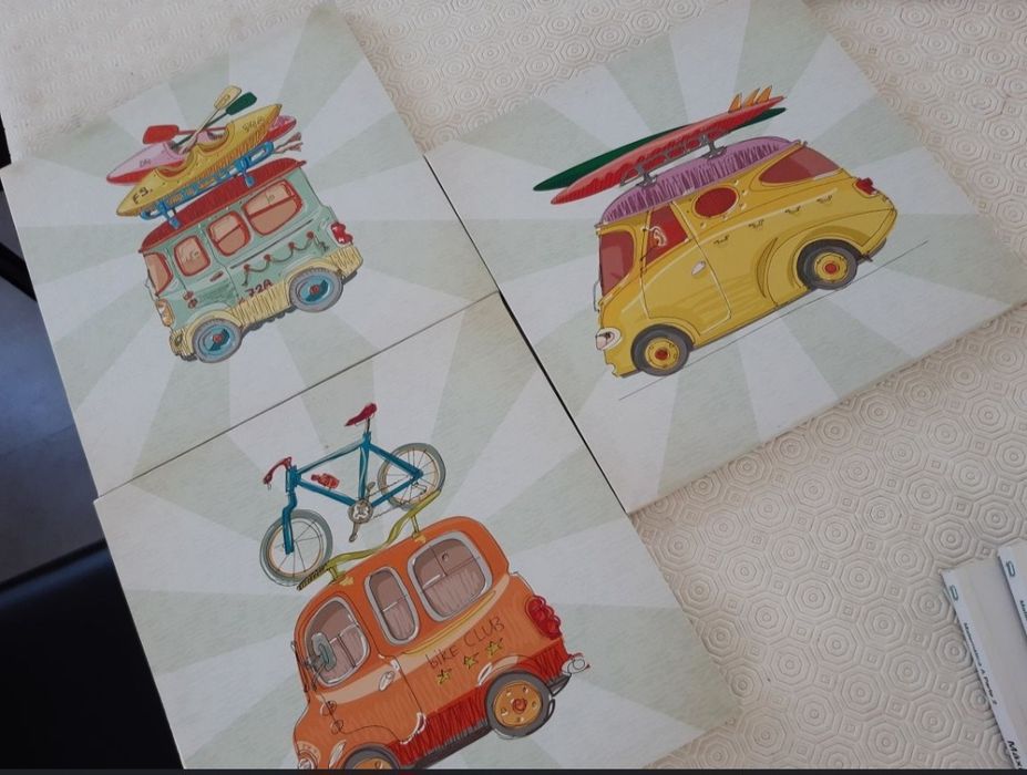 3 telas decorativas infantis