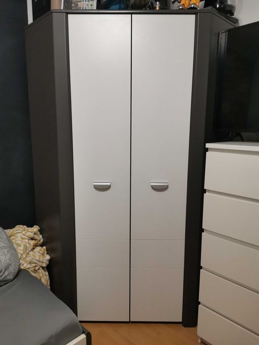 Szafa narożna szaro biała