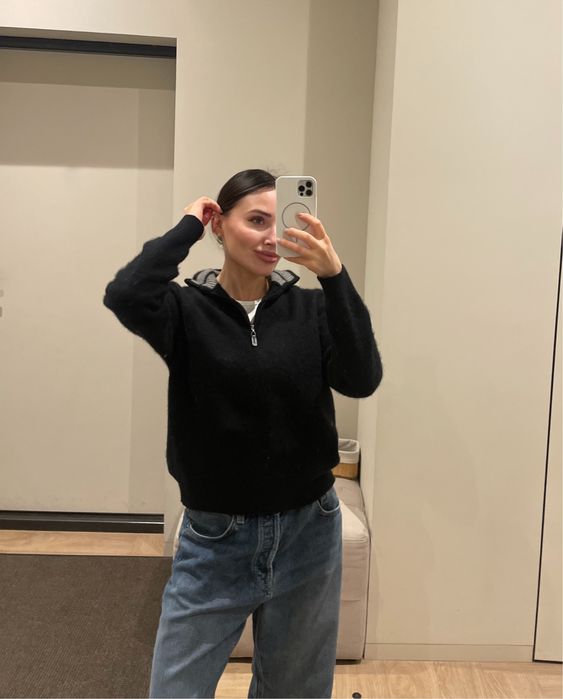 Кашемір вовна zip светр Onesize стиль cos