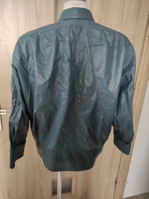 Kurtka skórzana - skóra naturalna Vintage Niebieska w rozm 44 /46 /48