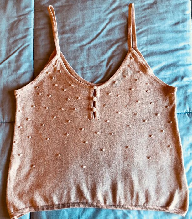 Top curto rosa Mango