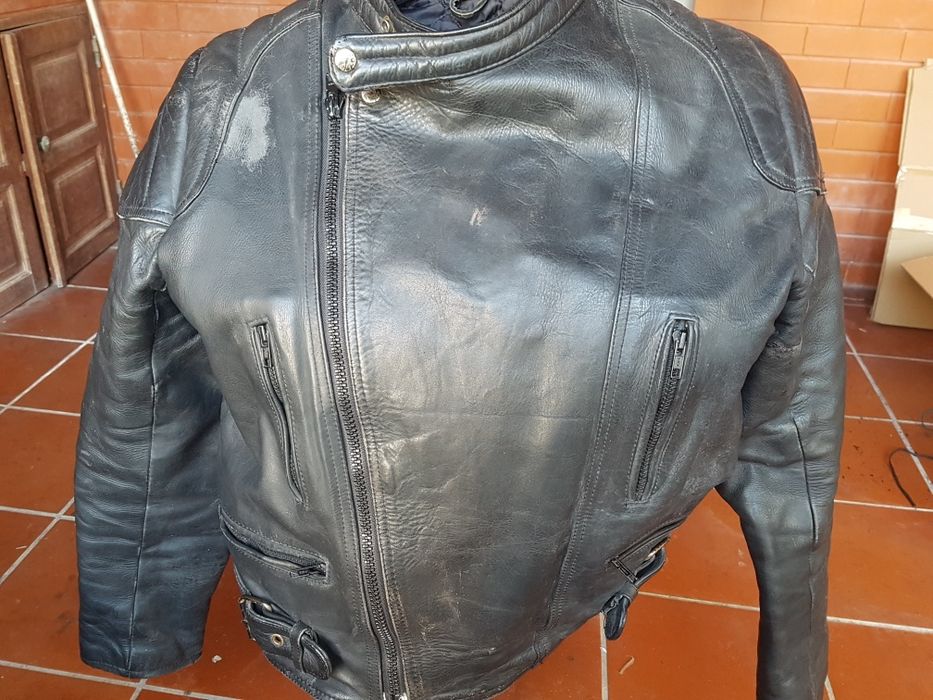 Blusão cabedal motard