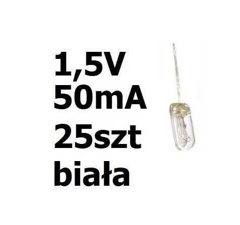 Żarówka miniaturowa biała 3x7mm 1,5V 50mA 25szt