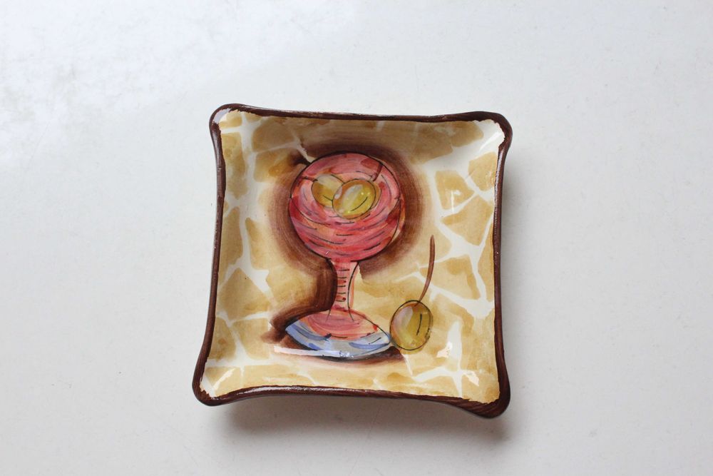 Mały Talerzyk salaterka patera kwadratowa mała szklany ceramiczny owoc