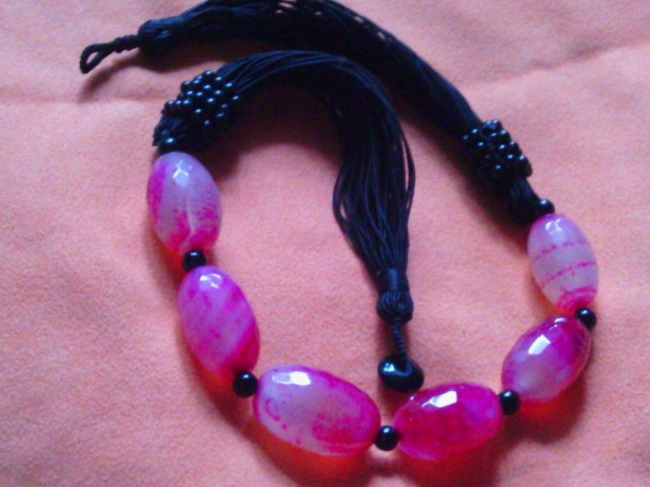 бусы, ожерелье, розовый агат, 50 см.