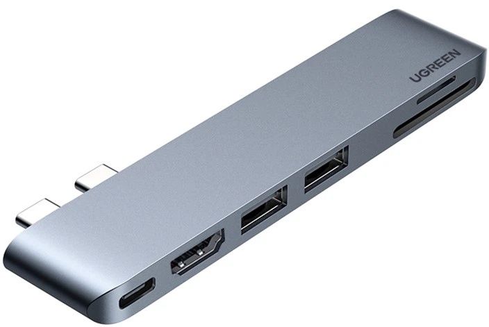 USB-хаб Ugreen CM380 Dual USB Type-C To HDMI + 2 x USB 3.0 Gray