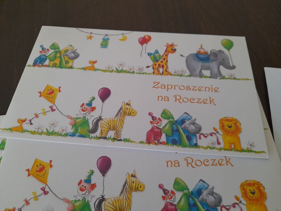 Zaproszenia na roczek 4 sztuki z koperta