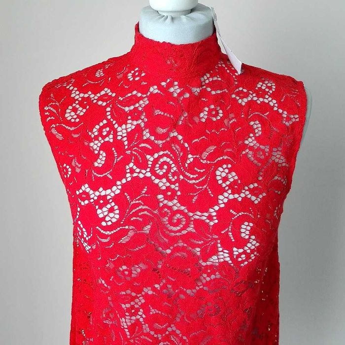 Tunika sukienka koronkowa asymetryczna H&M czerwona rozm. 34 nowa