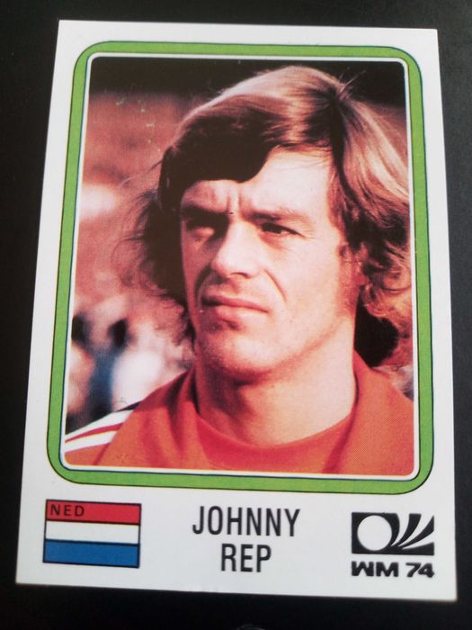 Cromo Panini World Cup Story de Johnny Rep no Mundial 74 na Alemanha