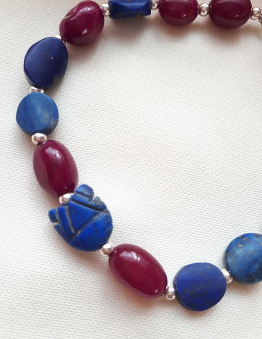 Bransoletka z kamieni - rubin i lapis lazuli
